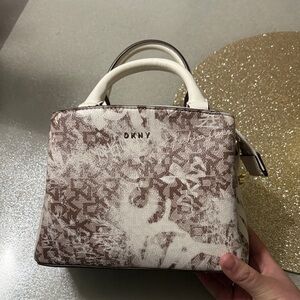 DKNY Abstract Brown and Cream Satchel